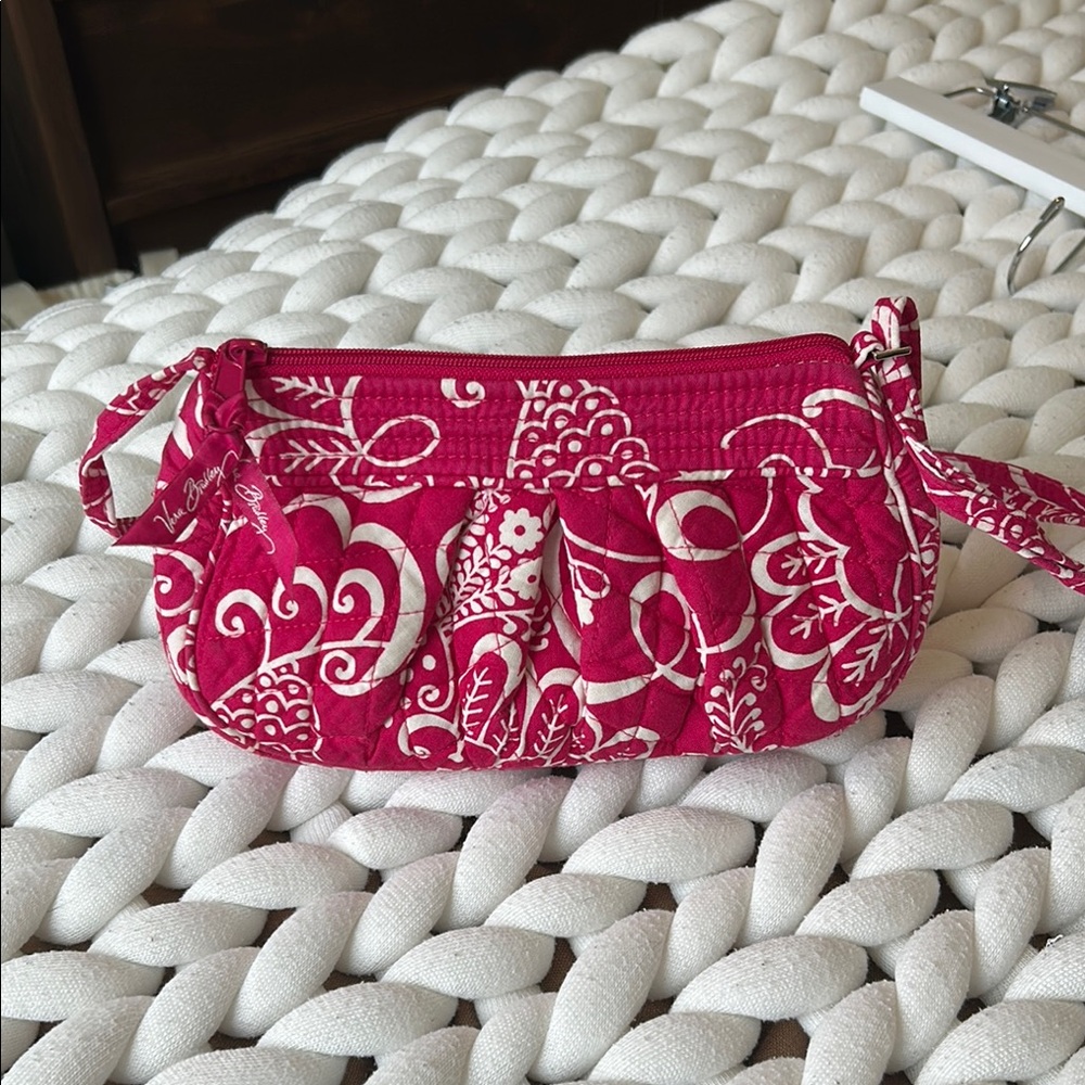 Vera Bradley Twirly Birds Pink Frannie Pleated Purse